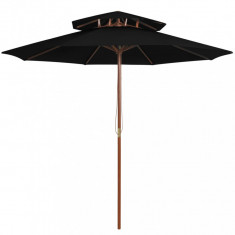 Umbrela de soare dubla, stalp din lemn, negru, 270 cm GartenMobel Dekor
