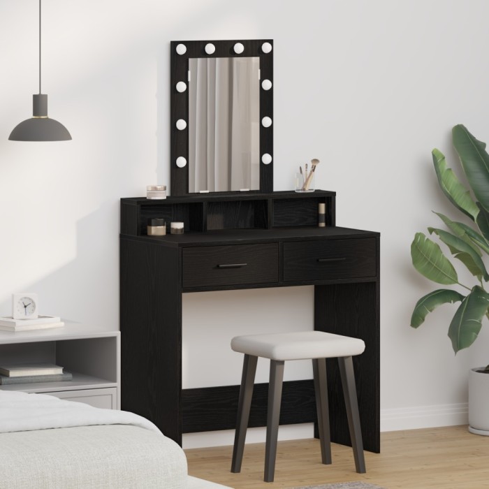vidaXL Masă de Machiaj cu sertar Negru 79 x 41 x 140 cm Lemn compozit