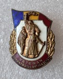 Romania anii 60 - Insigna Veteran din Razboiul Antifascist din metal, tehnica cloisonne