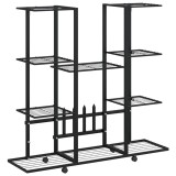 Cumpara ieftin Suport pentru flori cu roti, 94,5x24,5x91,5 cm, negru, fier
