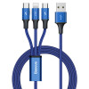 Baseus - Rapid Series 3in1 Cablu de date (CAJS000003) - USB la Type-C / Lightning / Micro-USB 3.5A, 1.2m - DarkAlbastru