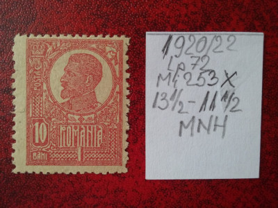 1920 Romania- Ferd. b. mare Lp72 Mi253x-MNH foto