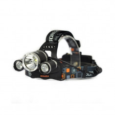 Lanterna frontala 3 Led Cree, 6000 lumeni + 2 Bonus acumulatori foto