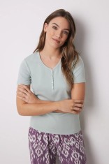 women&#039;secret tricou de pijama din bumbac femei, culoarea verde, bumbac, 3279682