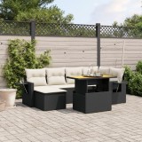 vidaXL Set canapele de grădină cu perne, 7 piese, negru, poliratan