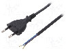 Cablu alimentare AC, 1m, 2 fire, culoare negru, cabluri, CEE 7/16 (C) mufa, PLASTROL - W-98464