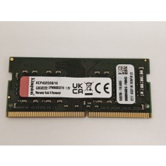 Memorie ram Laptop Kingston 16GB, DDR4, 1Rx8, PC4-3200AA, 3200Mhz, KCP432SS8/16, PC4-25600, CL22, Non-ECC, sodimm, 260 pini