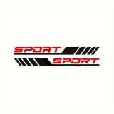 Stickere auto racing stripes v3, set 2 bucati, 58 cm, dungi sport negru si rosu, folie oracal autoadeziva exterior