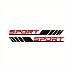 Stickere auto racing stripes v3, set 2 bucati, 58 cm, dungi sport negru si rosu, folie oracal autoadeziva exterior