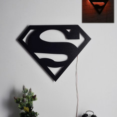 Decoratiune luminoasa LED, Superman, MDF, 60 LED-uri, Rosu