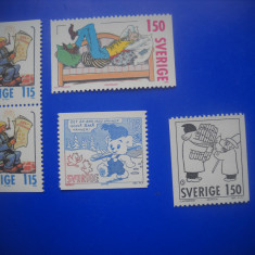 HOPCT TIMBRE SUEDIA MNH 1022 CRACIUN DESENE ANIMATE -5 VALORI 1980-NESTAMPILAT