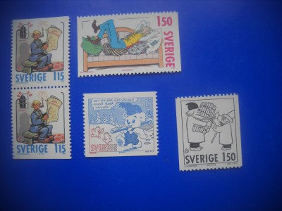 HOPCT TIMBRE SUEDIA MNH 1022 CRACIUN DESENE ANIMATE -5 VALORI 1980-NESTAMPILAT foto