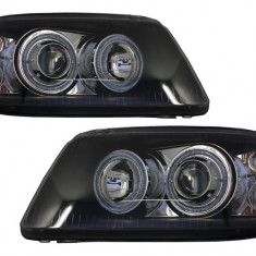 Faruri Angel Eyes VW Transporter T5 (04.2003-08.2009) Negru Performance AutoTuning