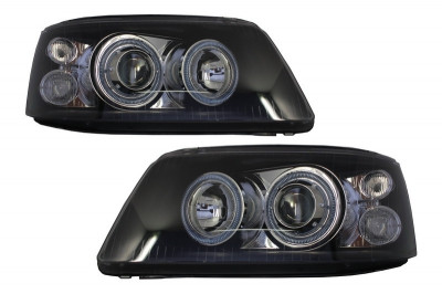 Faruri Angel Eyes VW Transporter T5 (04.2003-08.2009) Negru Performance AutoTuning foto