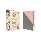 NIV Application Bible, Large Print, Leathersoft, Pink/Gray, Red Letter, Comfort Print: Bringing the Ancient Message of the Bible Into Your World