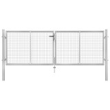 vidaXL Poartă de grădină din oțel galvanizat, 300x75 cm, argintiu 144761