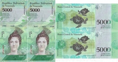 2 x 2017 ( 13 XII ) , 5,000 bol&amp;iacute;vares ( P-97c ) - Venezuela - stare UNC foto