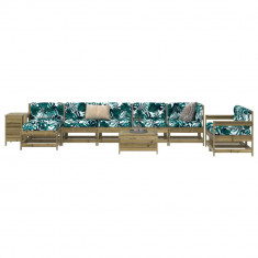 vidaXL Set canapea de grădină, 10 piese, lemn de pin tratat