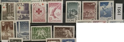 FINLANDA 1951, An complet, serii MNH foto