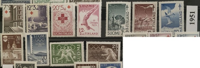FINLANDA 1951, An complet, serii MNH