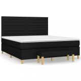 Cumpara ieftin Pat box spring cu saltea, negru, 160x200 cm, textil