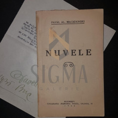 MACEDONSKI PAVEL ALEXANDRU, NUVELE, BUCURESTI, 1935 (DEDICATIE SI AUTOGRAF !!!)