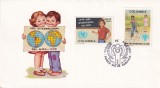 FILATELIE TEMATICA - PLIC COLUMBIA UNICEF NATIUNILE UNITE ONU COPII