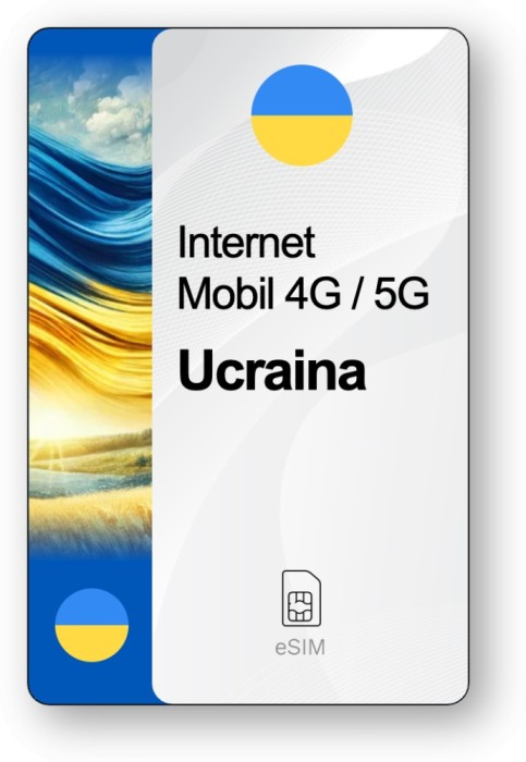 eSIM Internet Ucraina, valabil 15 zile, trafic Nelimitat