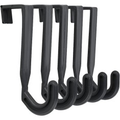 Set 5 cuiere pentru usa, plastic, haine, prosoape, genti, accesorii, negru