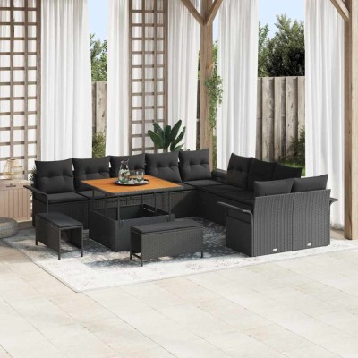 vidaXL Set de canapele pentru grădină 13 pcs Negru 100 x 100 x 71 cm 3364134 foto