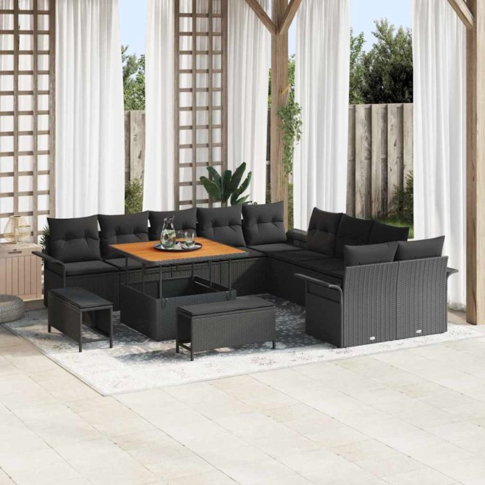 vidaXL Set de canapele pentru grădină 13 pcs Negru 100 x 100 x 71 cm 3364134