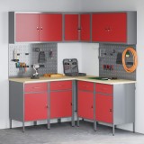 vidaXL Set de dulapuri de lucru cu sertar cu raft 12 pcs Roșu și gri 3321507
