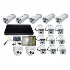 Kit 16 camere supraveghere 2MP, Smart IR 80m, IP67, Interior/Exterior + DVR 16 canale Pentabrid + Sursa + Cablu + Mufe foto