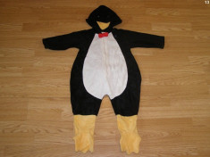 costum carnaval serbare animal pinguin pentru copii de 1-2 ani 12-18 luni foto