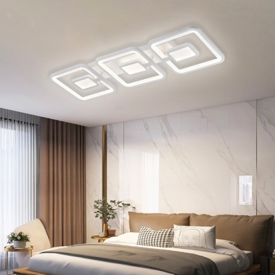 Lustra LED cu telecomanda FELIX 75W, 3 Patrate, lumina Rece/Calda/Neutra, Dimabila, Alb ModernLight Concept foto