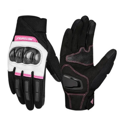 Manusi Moto pentru Femei MOTOWOLF , protectie carbon, protectie articulatii degete, non-slip, touchscreen, Roz foto