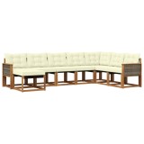 vidaXL Set de canapele de exterior cu pernă 8 pcs Natural și Crem 3382138