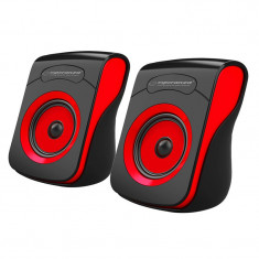 Boxe stereo 2.0 Flamenco Esperanza, 20 Hz-18 kHz, 74 x 105 x 60 mm, iesire USB, Negru/Rosu foto