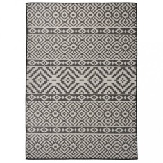 vidaXL Covor de exterior, dungi negre, 120x170 cm, țesătură plată