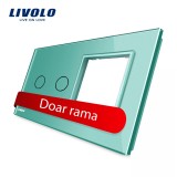 Cumpara ieftin Panou din sticla Livolo verde pentru &icirc;ntrerupator dublu touch si priza simpla