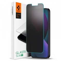 Folie de protectie Ecran Privacy Spigen Slim pentru Apple iPhone 16e / 14 / 13 Pro / 13, Sticla securizata, Full Glue AGL03393