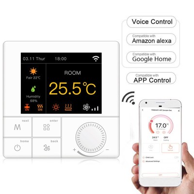 Termostat Digital Wifi programabil ecran Lcd Control Vocal Smartphone android ios alb foto