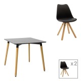 Cumpara ieftin Set dining Natali-Caron, Pako World, MDF, 3 piese, Negru-Natural, 80x80x76 cm