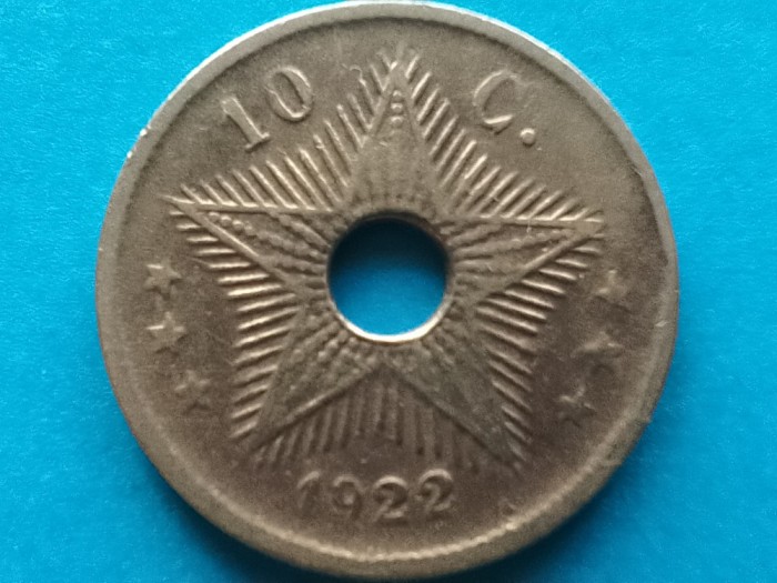 CONGO BELGIAN-10 CENTIMES 1922
