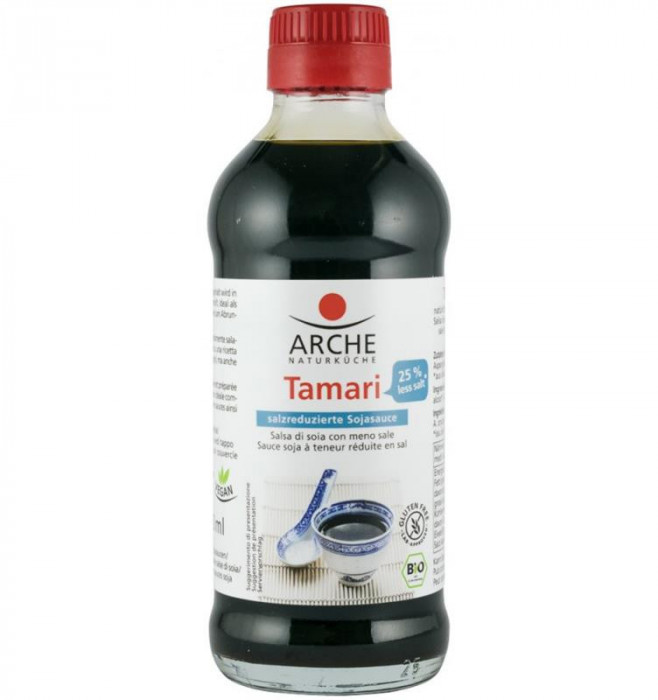 Sos de Soia Tamari Bio cu 25% Mai Putina Sare 250ml Arche