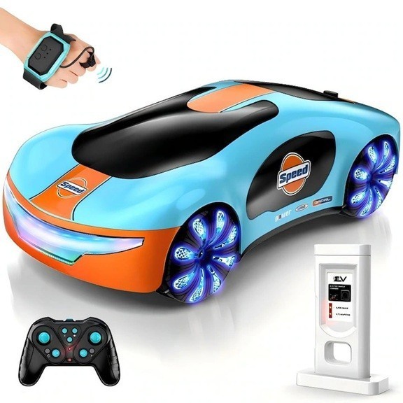 Masinuta Smart, Flippy, cu Telecomanda si Controller prin Gesturi/Wireless, Lumini/Sunet/Abur, Reincarcabila, 24x12,4x7,1 cm, Statie de Incarcare EV,