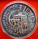(A54) MONEDA DIN ARGINT GERMANIA - 25 EURO 2015, LIT D, REUNIFICAREA GERMANIEI, TIRAJ 50.000 BUC, STARE PROOF