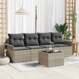 VidaXL Set de canapele pentru grădină 5 pcs Gri deschis Rattan poli