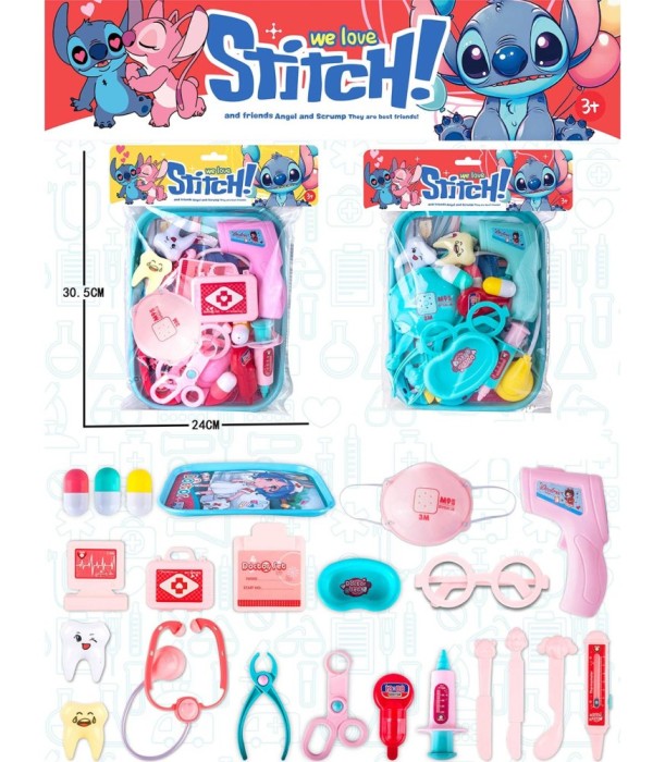 Set de dentist de jucărie Stitch, cu accesorii medicale, &icirc;n pungă