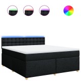 Cumpara ieftin Pat box spring cu saltea, negru, 180x200 cm, catifea